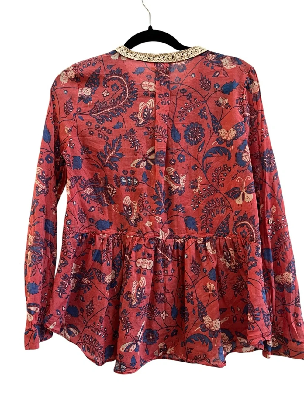 Anthro Maeve Abella Pintuck Floral Peasant Blouse Boho Top S Cottagecore - Picture 3 of 6